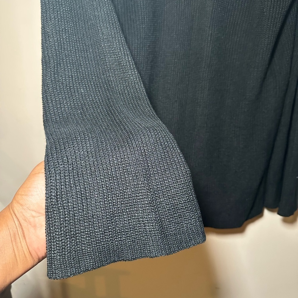 Lauren Ralph Lauren 100% Linen Black Open Front Staple Academia Cardigan Size L - Picture 10 of 12